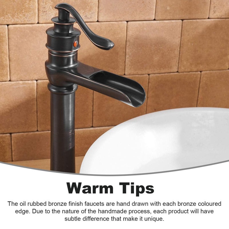 BWE صنبور حوض الحمام BWE صنبور حوض شلال حوض سفلي ثقب واحد برونزي مصقول أسود مقبض ريفي مزرعة خط إمداد مغسلة طويل RV ريفي حوض حمام خزانة - Image 4